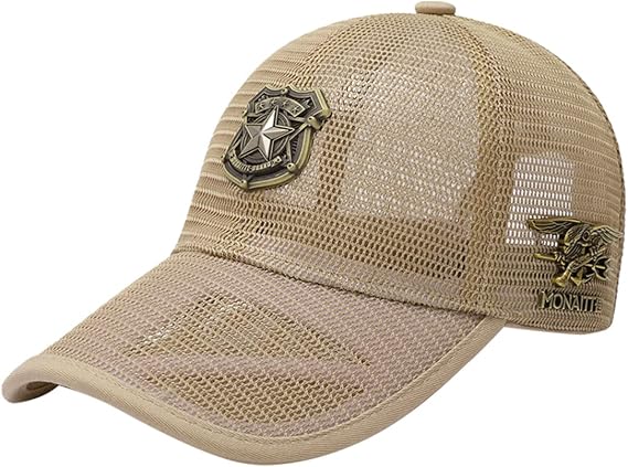 Cool Full Mesh Baseball Cap for Men, Unisex Summer Mesh Baseball Cap with Star Badge