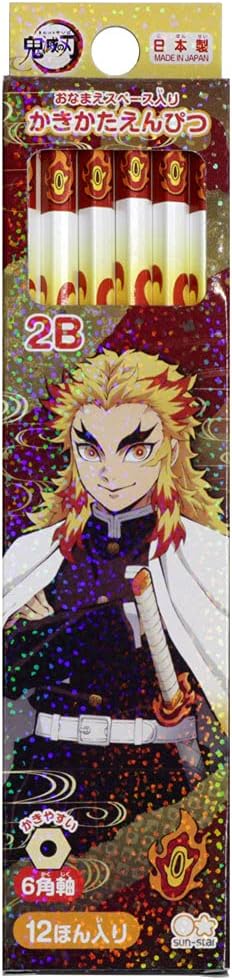 Sun-Star Stationery S5016894 Demon Slayer Pencils, 2B, Dozen, 12 Pieces