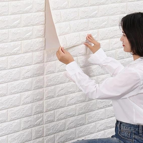 70X23 cm White Self-Adhesive 3D Flexible Wallpaper Panel
