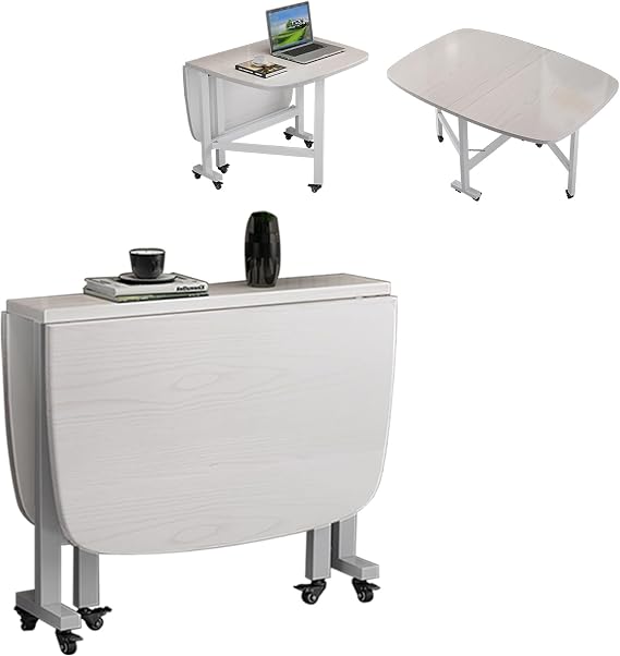 Foldable Dining Table, Drop Leaf Dining Table with Lockable Casters, Space Saving, Expandable Dinner Table, Foldable, Extendable Dining Table, Dining Set for 2 People, Dining Table for 4 to 6 People