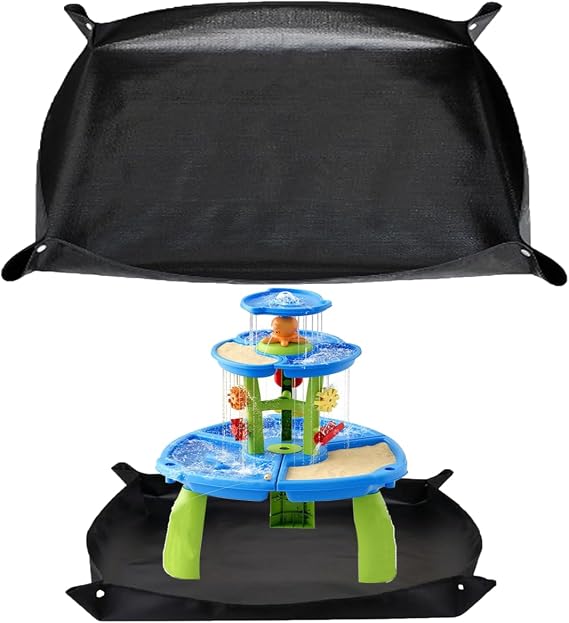 Water Play Mat Outdoor Play Mat, Water Table Mats Sensory Tables Mats with Raised Edge, Floor Protector Outdoor Splash Play Activity Pad for Summer Beach Backyard, Non-Slip Waterproof, 51.2"x31.5"