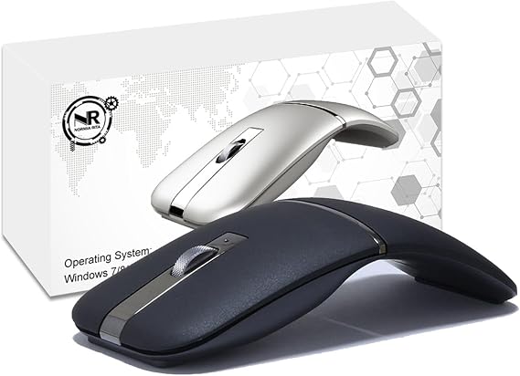 Foldable Arc Wireless Mouse Silent Click Bluetooth 5.3 and 2.4GHz | Dual Modes Portable Curved Mouse for Home, Office, Travel Gray