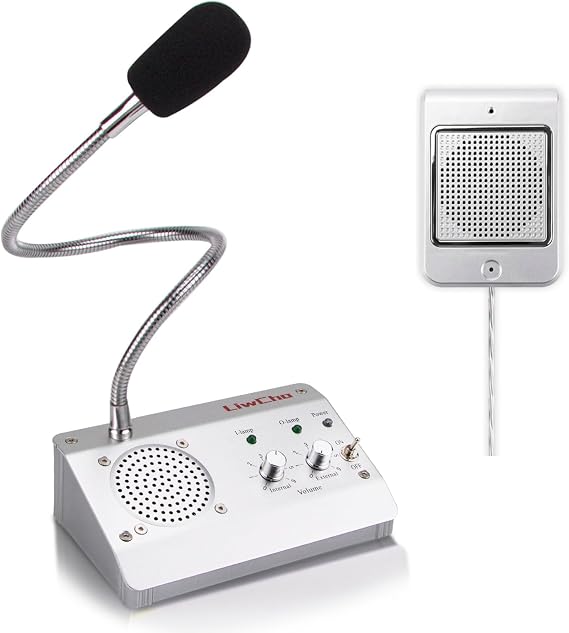Dual-Way Window Intercom,Window Speaker System,Anti-Interference Intercommunication Microphone.for Business,Bank,Office,Hospital,Counter,Store,Station,School,Ticket Window (Slive)