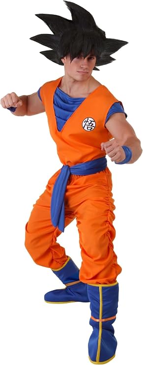 Men's Dragon Ball Z Goku Costume - Adult DBZ Goku Outfit with Shirt, Pants, Belt, Wristbands, Boot Covers