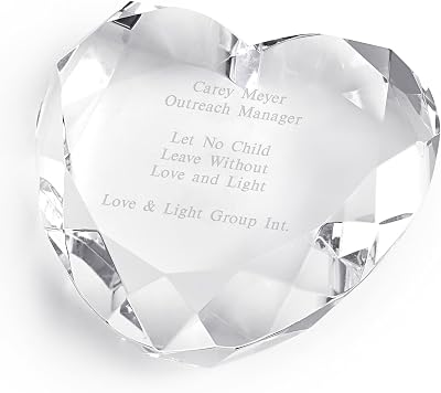 THINGS REMEMBERED Clear Crystal Heart Shaped Paperweight Free Customization