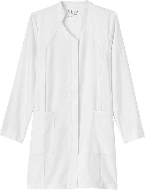 Meta 996 Pro Women's Stand-Up Collar Tri-Blend Stretch Lab Coat White 8
