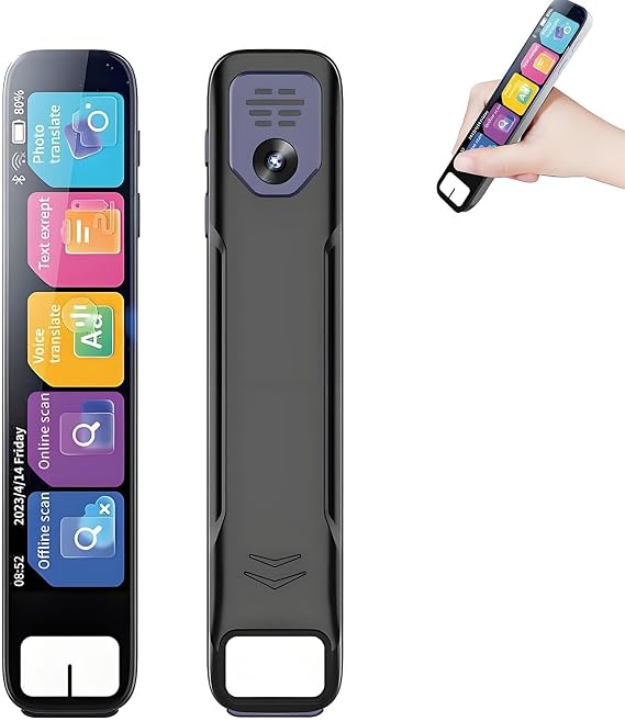 Scan Sense Pen, ScanSense AI Smart Pen, Instant AI Answers for Math, History & More Offline Translation (60+ Languages), Camera, Bluetooth, Music & File Storage(Black)