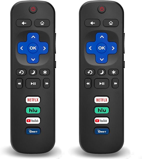 2 Pack Replacement Remote Compatible for Roku TV, Universal Remote Control Fit for TCL/Hisense/Insignia/JVC/Onn/Philips/RCA/Sharp/Sanyo/Hitachi/LG/Magnavox RokuSmart TVs (Not for RokuStick or Box)