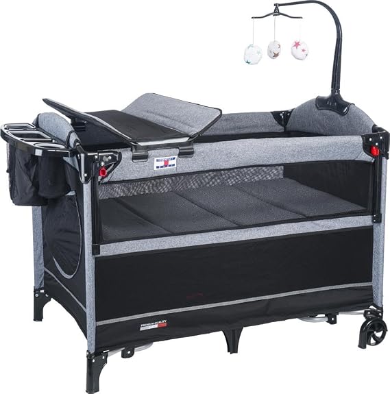 TommyBaby Anne Yanı Beşik Park Yatak Oyun Parkı 70x110 Gri