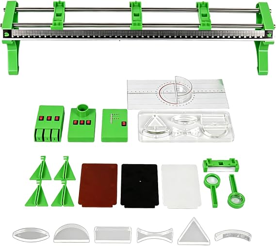 Optical Bench Physics Experiment Kit, Concave Convex Lens Set for Light Reflection, Refraction & Pinhole Imaging, Complete Optics Lab Teaching Aids, for School Science Education