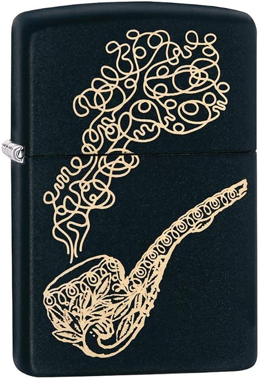 Zippo Pipe and Smoke Black Matte Pocket Lighter, One Size