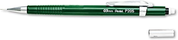 Pentel Teknik Çizim ve Yazı İçin Mekanik Kurşun Kalem, 0.5 mm, Yeşil, Orijinal Kutusunda