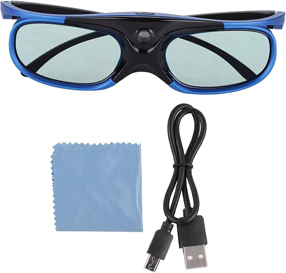 Hidyliu 3D Glasses HD Rechargeable 3D Active Shutter Glasses for All DLP Link 3D Projectors, Compatible with BenQ, Optoma, DLP Projector, Cannot be Used for TV Computer