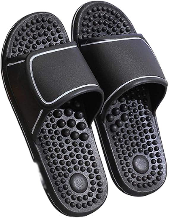 Foot Acupoint Massage Slippers for Men Women in Four Seasons,Relief Plantar Fasciitis Sandals,Boost Circulation Improves Massage Therapy Shoes,Acupressure Massage Slippers (Size:EU 42/43,Color:Black)