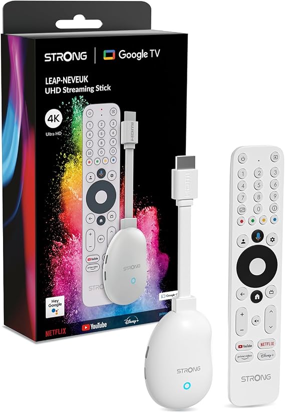 STRONG LEAP-NEVEUK 4K UHD Streaming Dongle, Android 12 | With Ethernet Port, Google TV Streaming Stick, 2GB RAM+8GB Flash Storage, WIFI 6, Dolby Audio & Dolby Vision