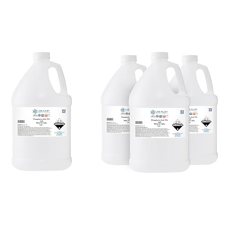 Lab Alley Phosphoric Acid 75%, Lab Grade - 4 Gallons (Pack of 4 x 1 Gallon Bottles)