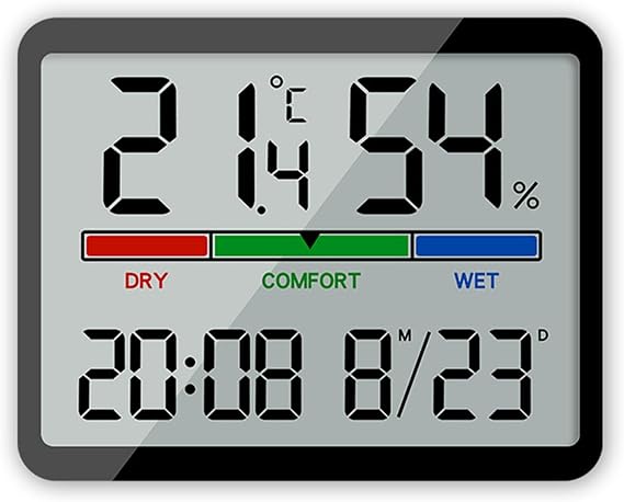Large Display Digital Wall Calendar Clock with Date Day of Week, Alarm Clock for Bedroom Desk, Sleek Digital Wall Clock With Comprehensive Display Features (Black)