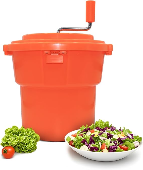 CLIVIA 5 Gal/20 Qt Large Commercial Salad Spinner Jumbo Manual Lettuce Dryer-Dries up to 7 Heads of Lettuces