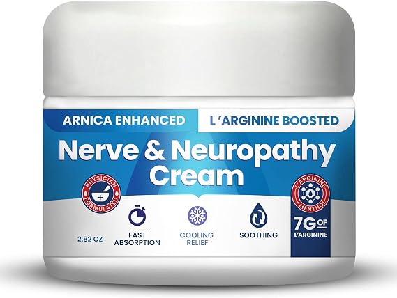 Neuropathy Cream Arnica Enhanced and LArginine Boosted Formula - Maximum Strength Relief for Foot, Hands, Legs, Toes Includes 7grams of LArginine; Vitamin B6, MSM, Arnica, Aloe -2.82oz