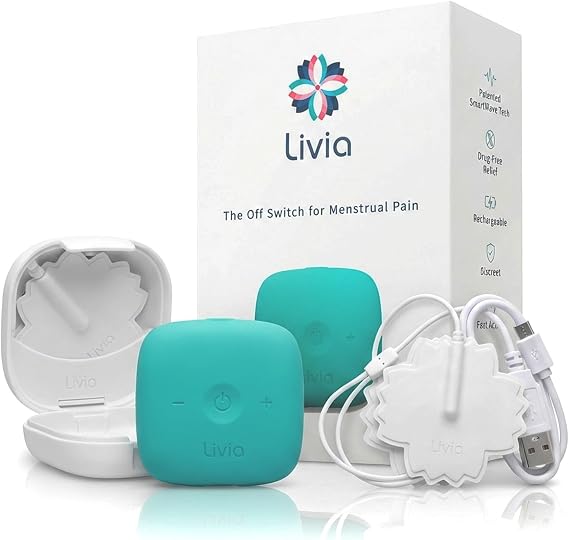 Livia Menstrual Pain Relief Device, Blue-Green - Rechargeable - Portable