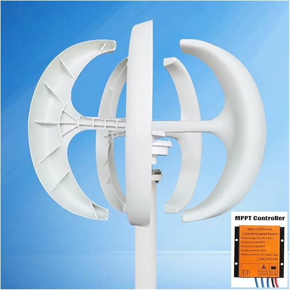 Wind Turbine, 3000W Small Vertical Axis Wind Turbine Generator 3KW 12V 24V 48V with MPPT Low Noise Windmill for Home Farm Wind System(White with Control,48V)