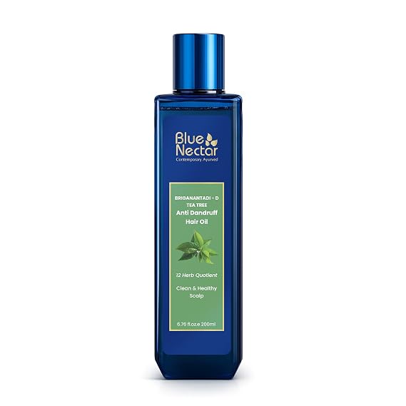 Blue Nectar 10% Bhringraj & 5% Neem Oil for Hair Dandruff with Tea Tree Oil