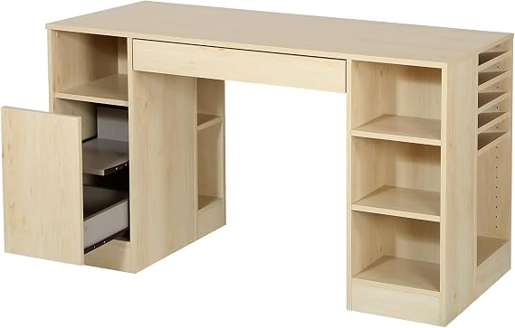 South Shore Craft Table with Open and Closed Storage, Natural Maple