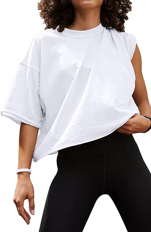 Oversize Workout Crop Tshirt Oversized Casual Loose Fit Gym Tops