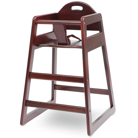 Wooden High Chair for Baby & Toddler Restaurant-Style Stackable HighChair with Commercial Grade Solid Wood for Dining Table & Kitchen Compact & Portable Design for Home & Restaurant Use - Cherry