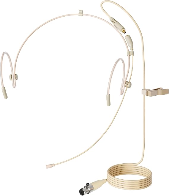 J K Pro Earhook Headset Headworn Microphone MIC-J 071S Compatible with Shure Wireless System - Mini XLR TA4F Detachable Cable