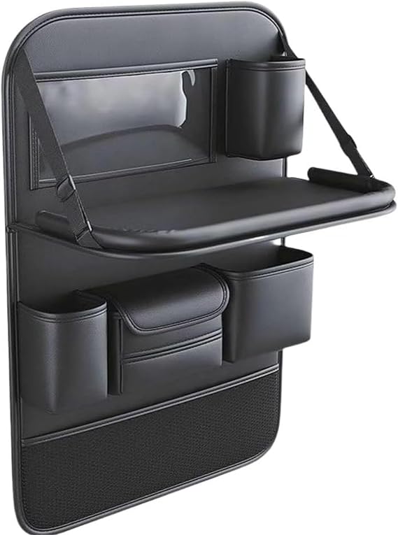 Car Seat Kick Protectors Back Seats for Citroen C-Elysee 2012-2025, Universal Leather Anti-Scratch Resistant Organizer Waterproof Mat with Foldable Table Tray