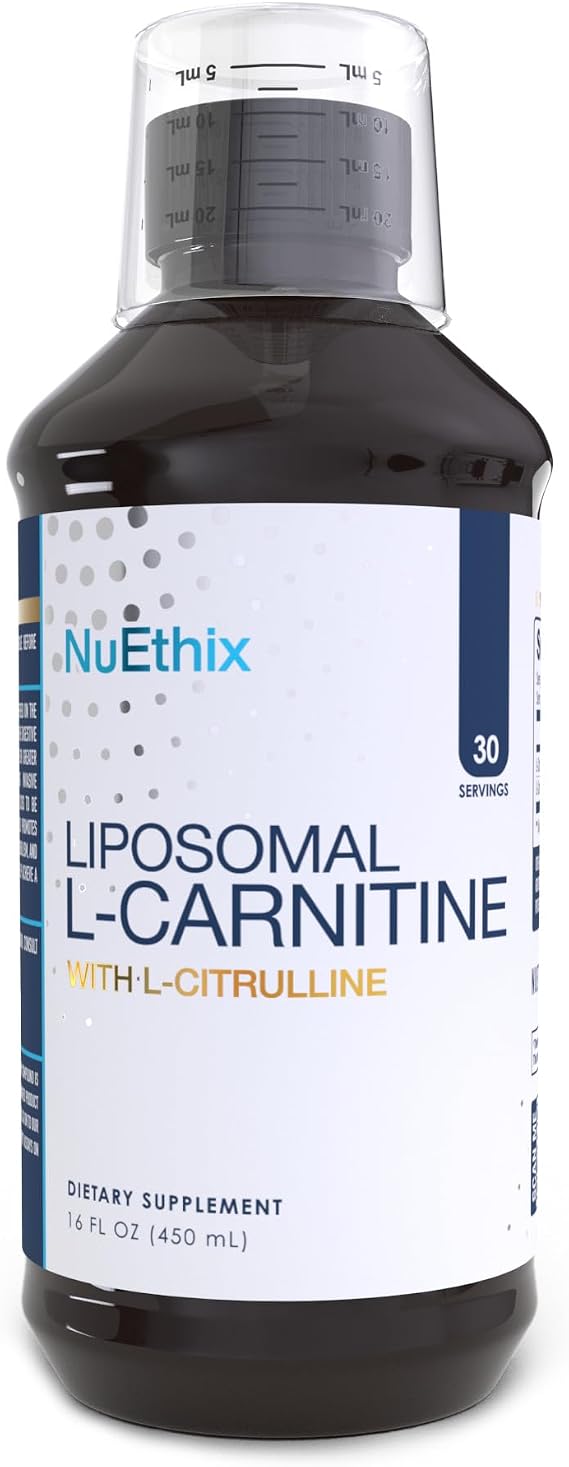 NuEthix Formulations Liposomal L-Carnitine Supplement 600mg with L-Citrulline 1000mg for Healthy Weight Management, Fat Metabolism, Energy Production