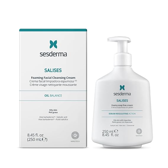 Sesderma SALISES Foamy Soap-Free Cream Face Wash for Oily Skin, 8.5 oz