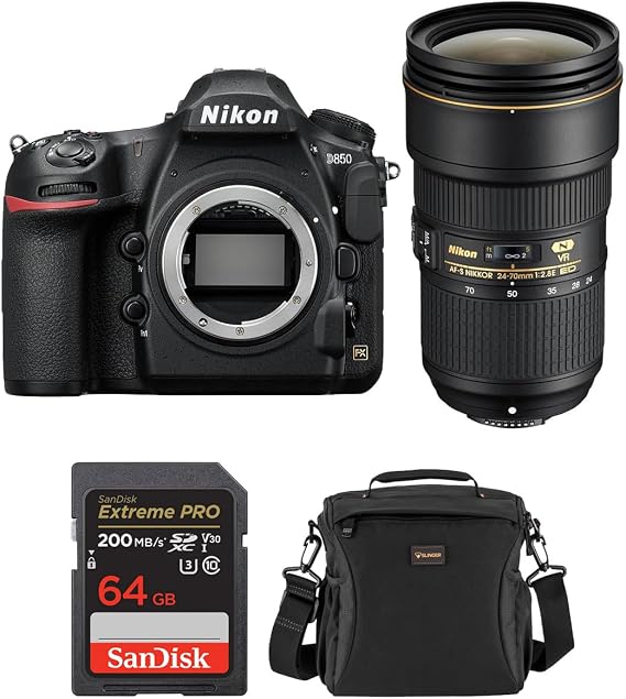 Nikon D850 DSLR Camera w/AF-S 24-70mm f/2.8E ED VR Lens w/Included Value