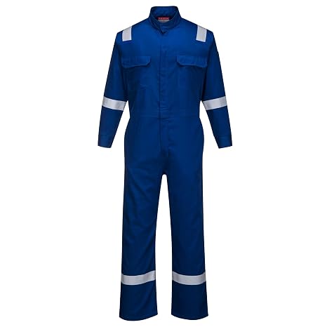Portwest FR94 Bizflame Fire Resistant Coverall with FR Reflective Tape ASTM NFPA, Royal, 4XL | Royal Blue, 4X Large, Regular, Dual Hazard, 88/12 Cotton Nylon, Lightweight, Arc Rated