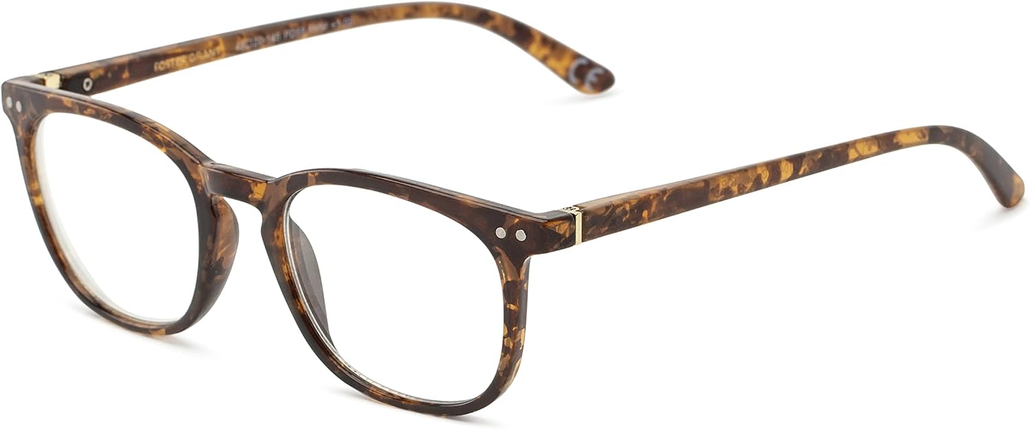 Foster Grant Mens Caiden Pop of Power Bifocal Style Blue Light Round Reading Glasses