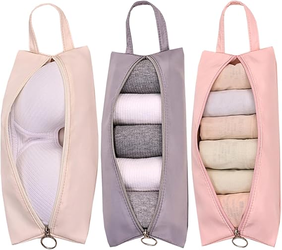 3Pcs Travel Underwear Organizer Bag Portable Clothes Pouch for Travel Organizer Pack Cube for Lingerie Socks