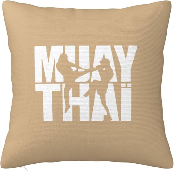 Muay Thai Throw Pillow Covers 20x20 Inch - Soft Decorative Pillowcases for Couch, Bed & Sofa - Indoor Living Room Home Decor