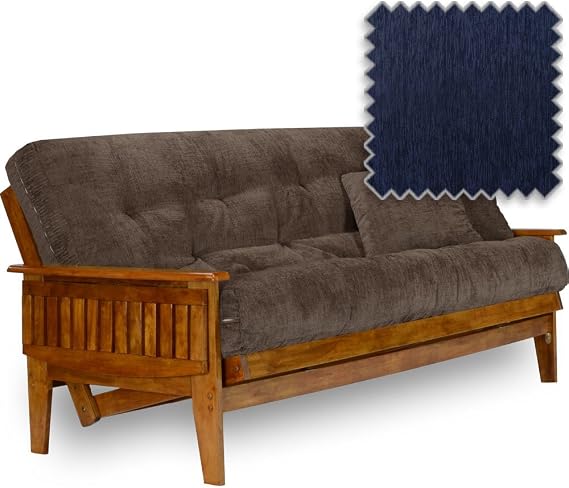 Nirvana Futons Eastridge Futon Set - Full Size, Frame, Premium 8" Mattress, Cancun Sapphire Cover