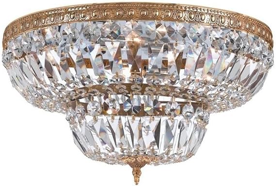 Crystorama 6 Light Clear Hand Cut Olde Brass Flush Mount