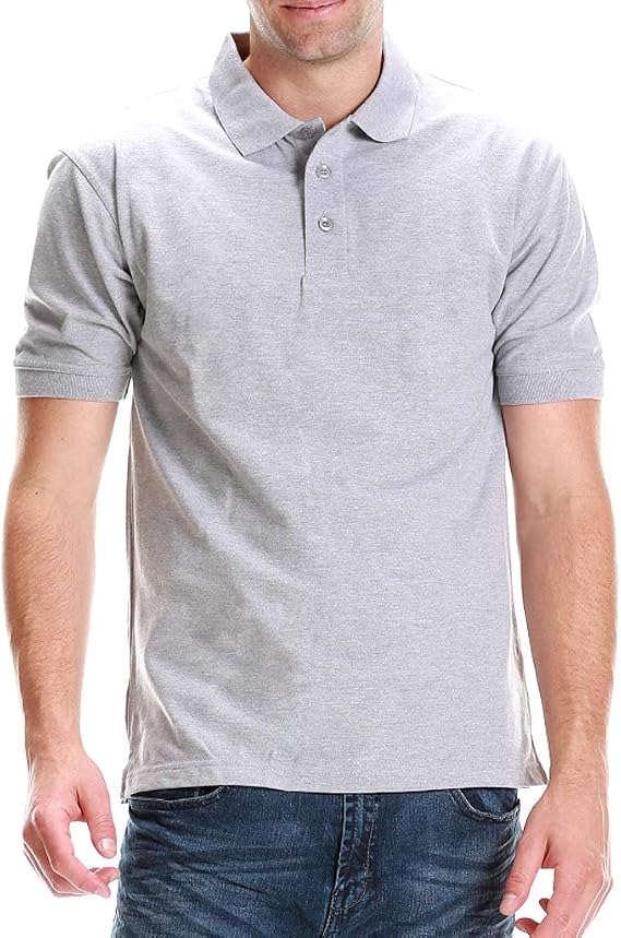 Men's Polo Shirt - Short Sleeve Regular Fit Classic Pique Solid Casual 3 Button Collared Top