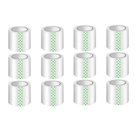 Clear Packing Tape (12 Rolls) - Quiet Packaging Tape 1.5 INCH Core Shipping Tape Refill Rolls Moving Tape for Packing Boxes, 2" x 25 Yards