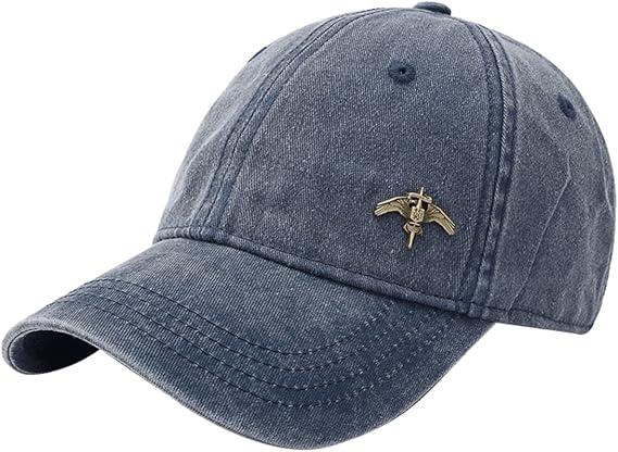 Denim Baseball Cap with a Badge, Adjustable Denim Jean Hat for Unisex