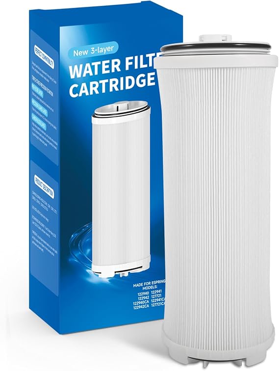 122943 E3 Carbon Filter Compatible with Amway eSpring Water Purifier | Fits 122940/122941/122942/127721/122940CA/122941CA/122942CA. Natural fiber + PP construction ensures water safety.