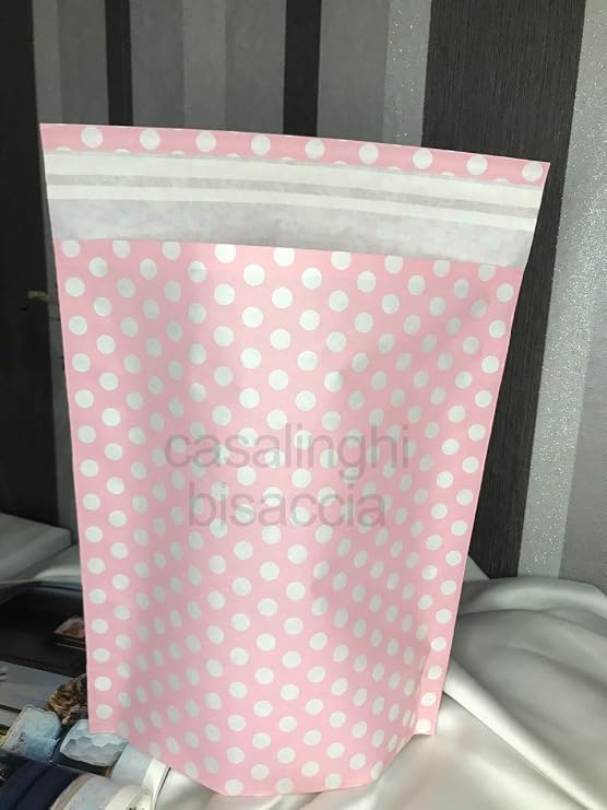Pembe Beyaz Puantiyeli Hediye Paketi Gift Packet Hediye Torbası Bantlı 25x30 Cm - 2 Adet (Pembe)