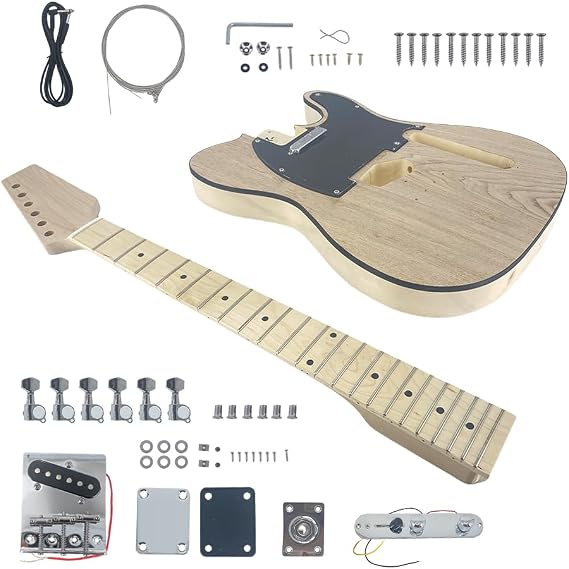 Yinfente DIY Guitar Kit With Basswood Body Maple Neck With Maple Fretboard 6 String DIY Electric Guitar Kit With All Components To Build Your Own Guitar