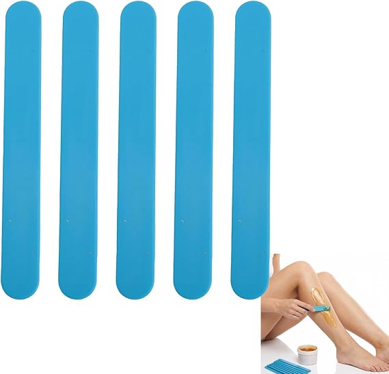 Silicone Wax Spatulas, Reusable Stir Sticks for Hair Removal, Crafts, Non Stick Soft Silicone, Convenient Cleaning, Multi Purpose (Blue)