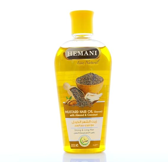 Hemani Mustard Oil - 200ml (6.76 fl oz) Zayt al-Khardal lil-Sha'r, Advanced Hair Revitalizer Oil - Multivitamin & Formula for Hair Strength, Shine, and Growth - Repairs and Restores Damaged Hair