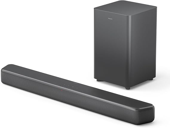 Philips TAB5309 Soundbar 2.1 with Wireless Subwoofer and Immersive DTS Virtual:X Audio Technology - 240W Max Power, Deep Bass, Bluetooth 5.4, Four EQ Modes, HDMI ARC and USB connectivity - Dark Grey