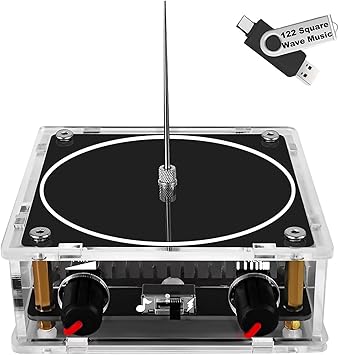 Bluetooth Music Tesla Coil, 3.97" Solid State Coil Kit, Touchable Artificial Lightning Electric Power Wireless Transmission Model, Arc Plasma Loudspeaker Science Experiment Tool Desktop Ornament